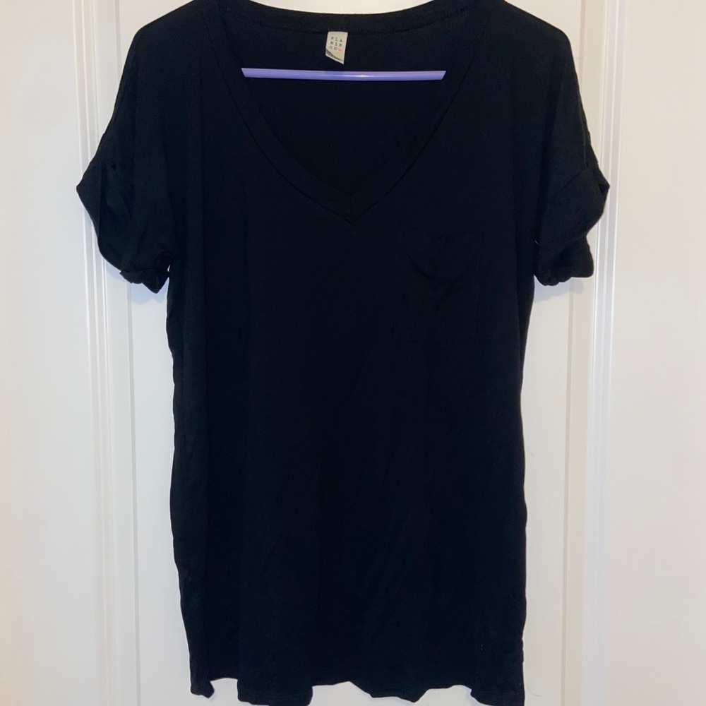 Black v-neck t-shirt with pocket